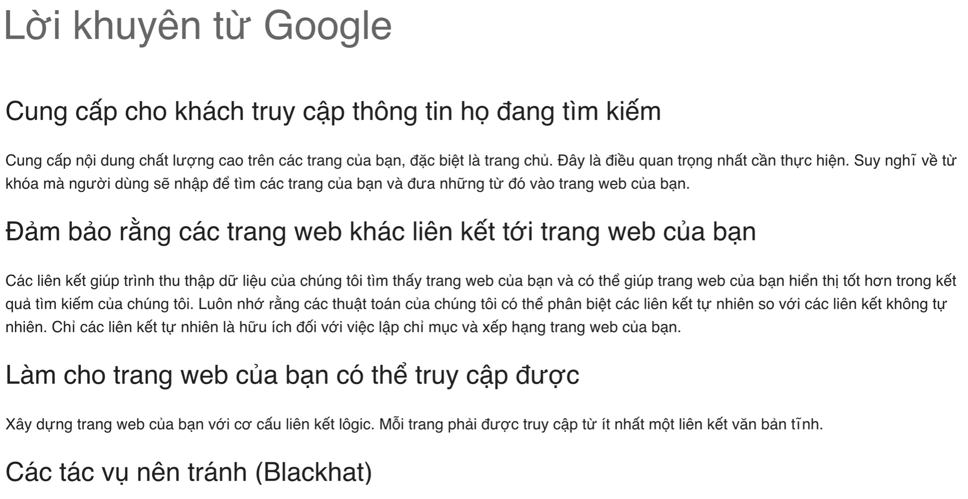 lời khuyên thiết kế website chuẩn seo từ google