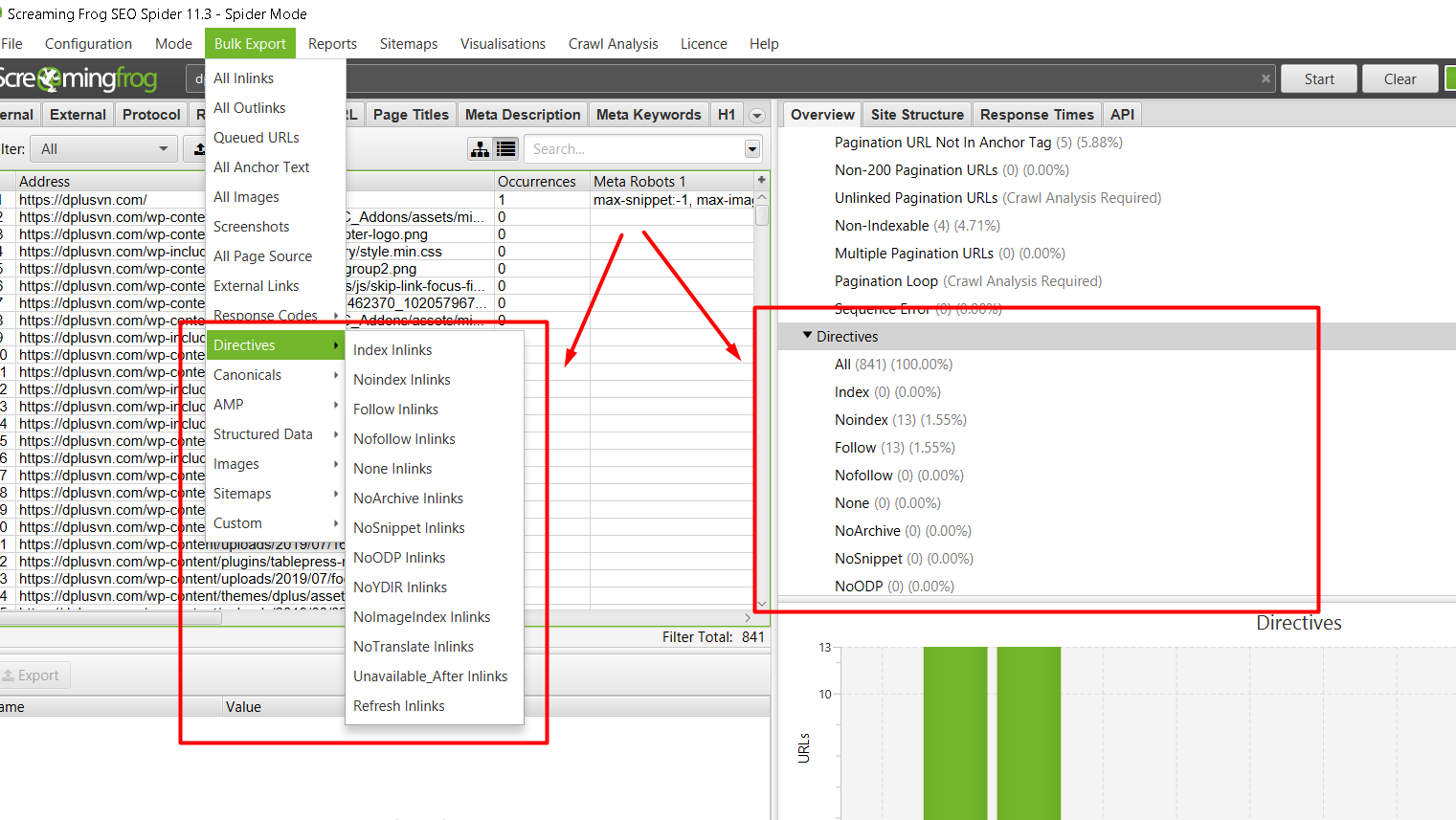 Dùng ScreamingFrog quét Meta Robots hoặc X-Robots-Tag toàn site (2)