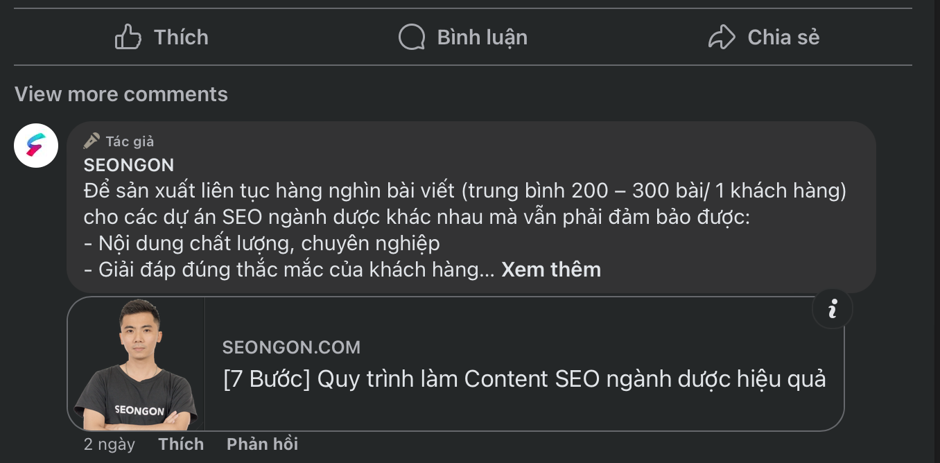 Gắn link URL qua chia sẻ bài viết lên các kênh Social Media