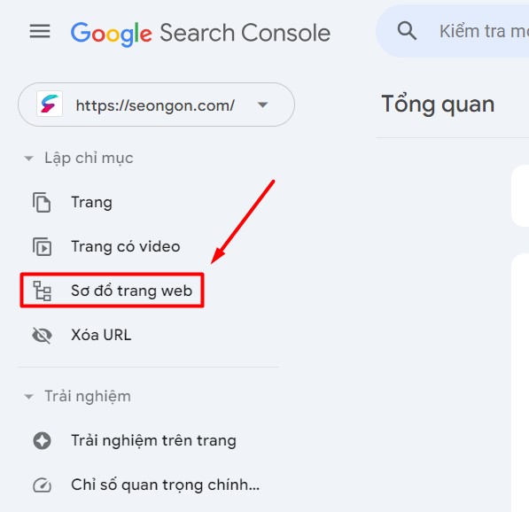 Truy cập vào mục Sơ đồ trang web