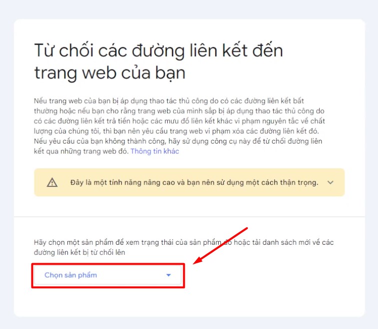 Chọn website chứa các backlink xấu cần loại bỏ