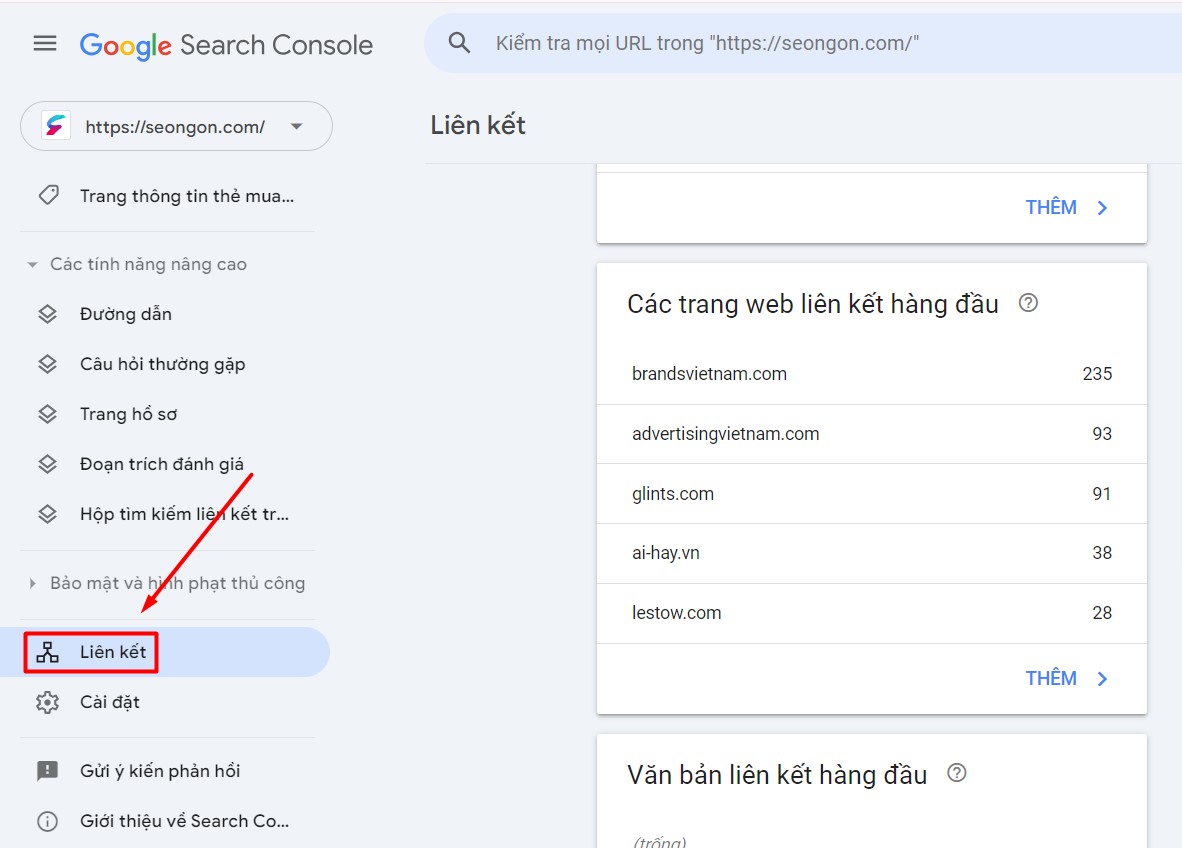 Lấy link cần disavow