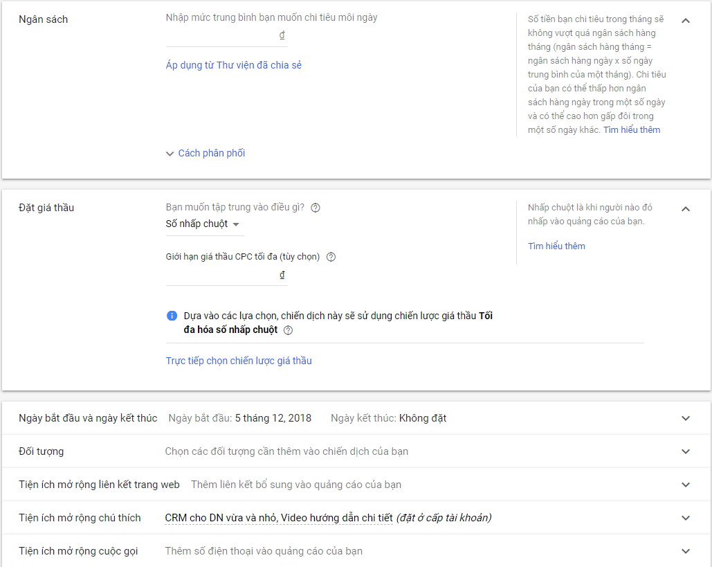 điều chỉnh ngân sách google ads