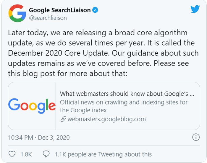 Google update 12/2020
