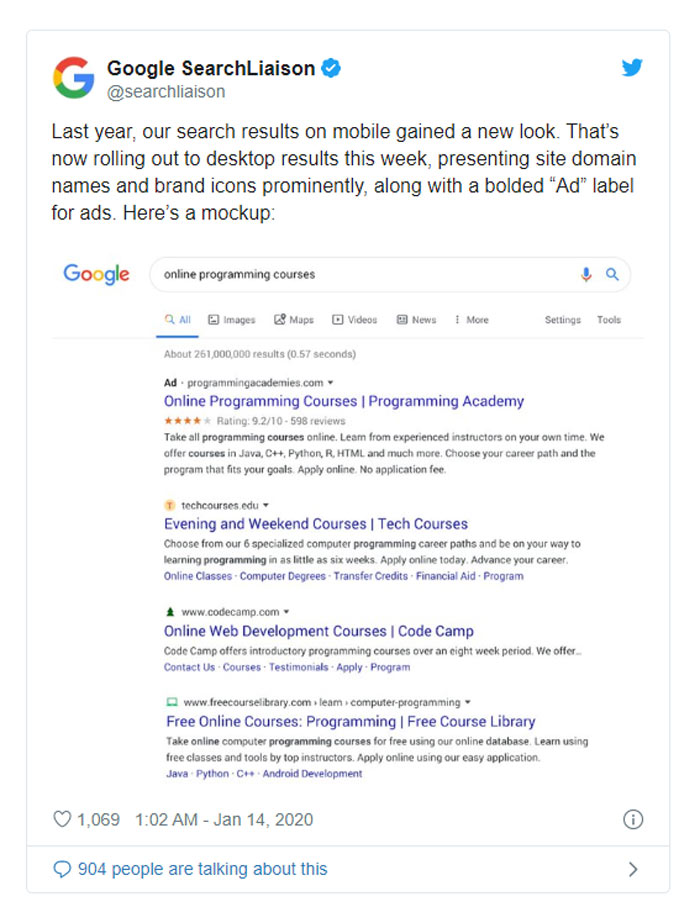 Google Update tháng 2/2020