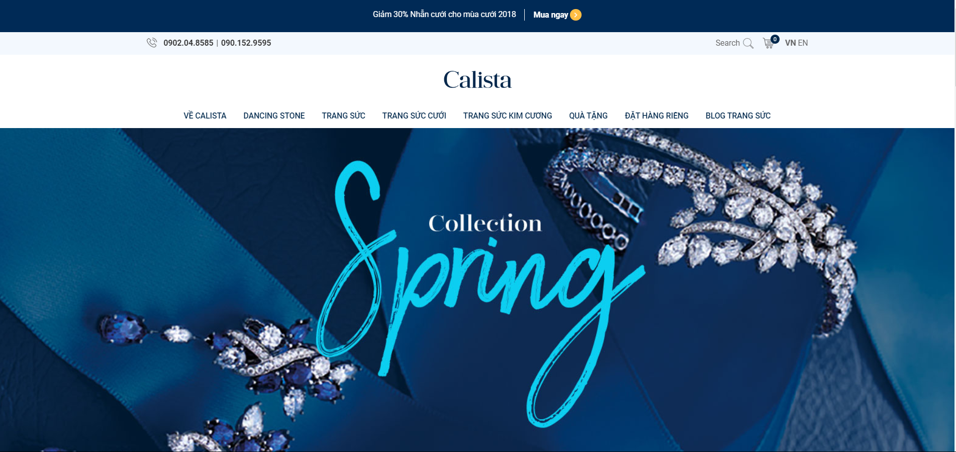 Trang chủ Website Calista