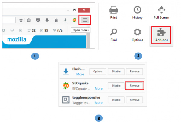 3 bước gỡ SEOquake trên Firefox