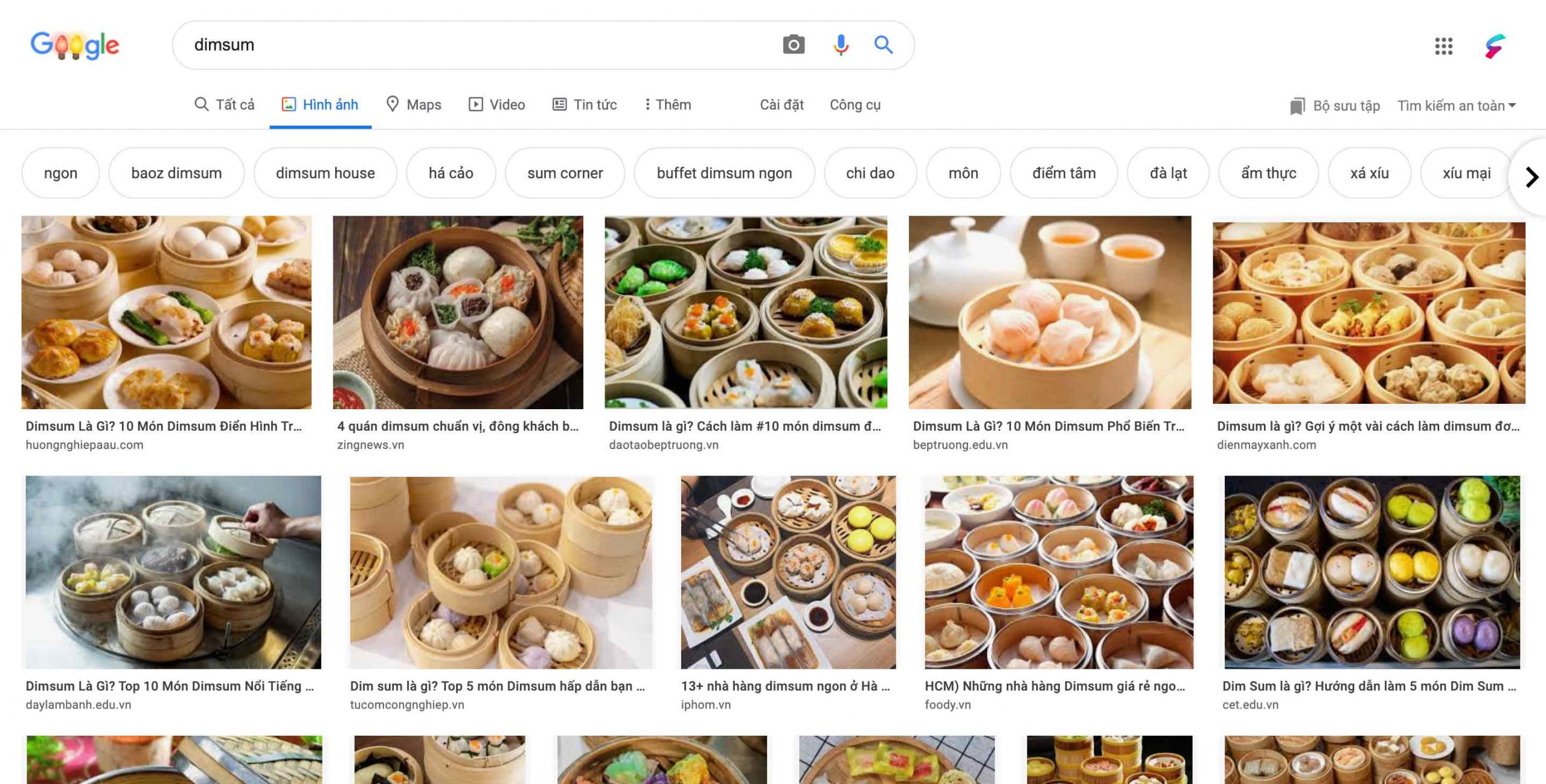 Hình ảnh dimsum trên google