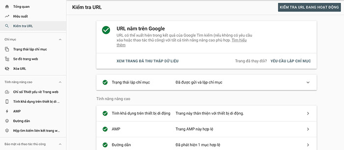 Kiểm tra URL trong Google Search Console