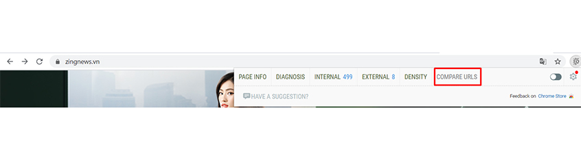 Chọn Compare URLs để so sánh URL
