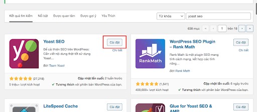Cài đặt Plugins Yoast SEO.