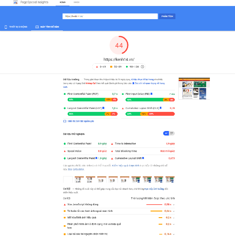 Demo Google Page Speed Insight