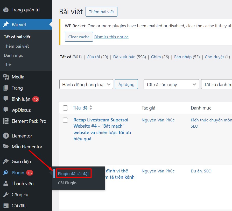 Cài đặt plugin trong WordPress