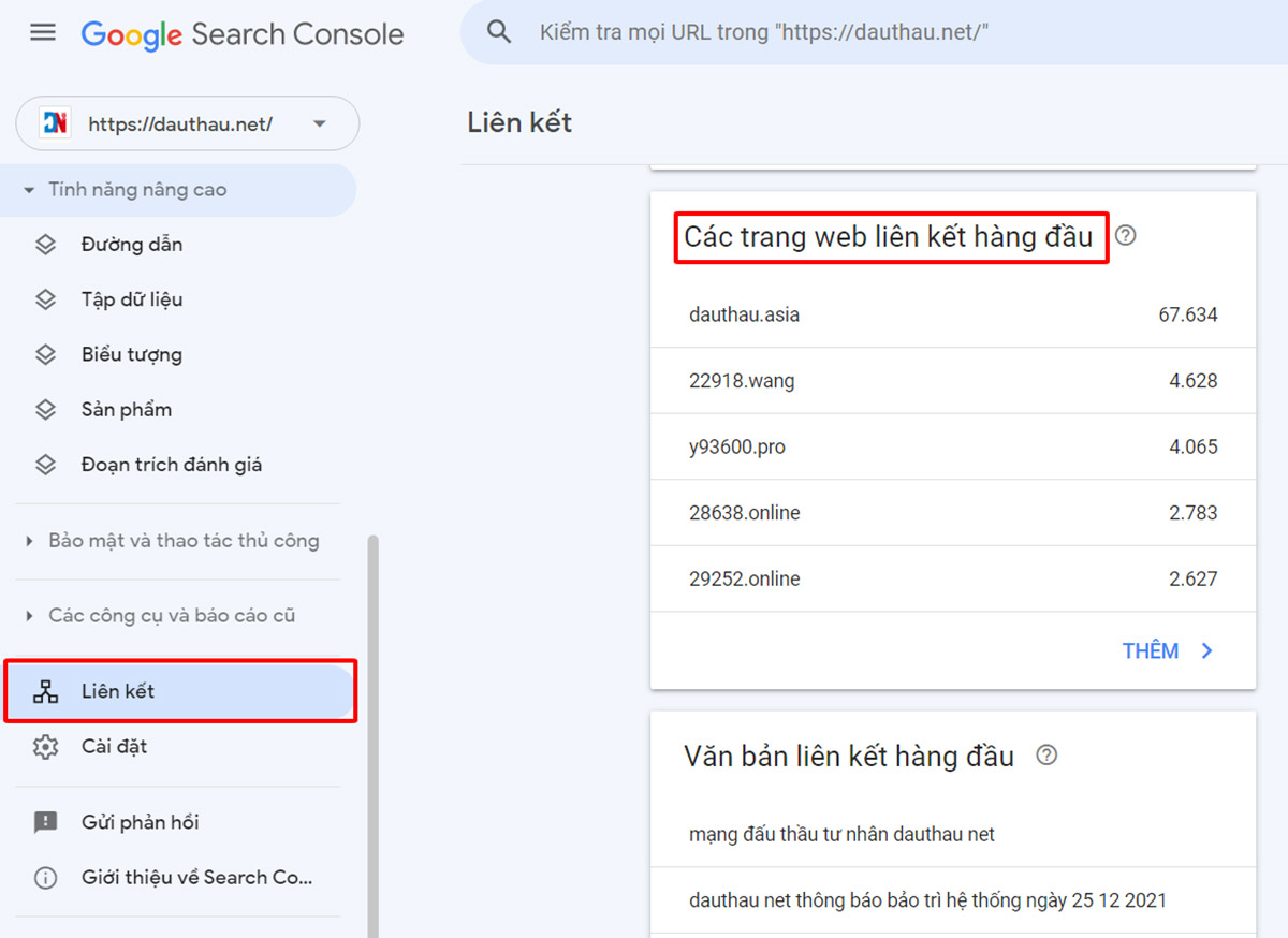 Kiểm tra lại Backlink nhận về Google Search Console