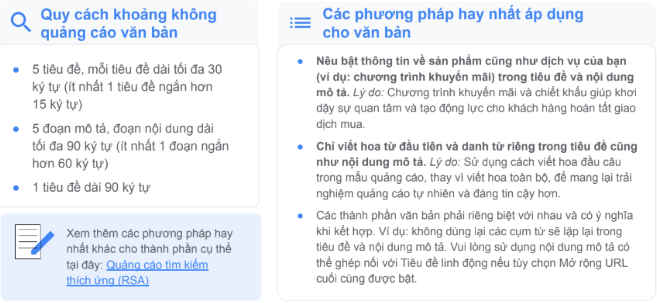 Phương pháp hay nhất cho thành phần văn bản của chiến dịch Performance Max mục tiêu tiếp thị.