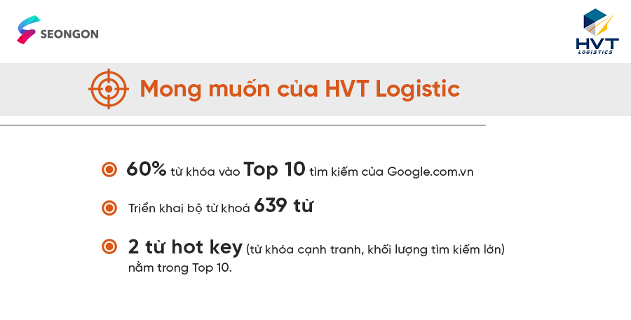 case study SEO - mong muốn của HVT Logistic