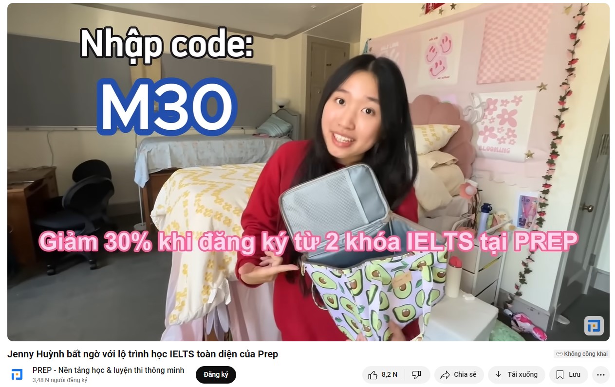 Prep kết hợp cùng Jenny Huỳnh để quảng bá về khóa học IELTS của mình