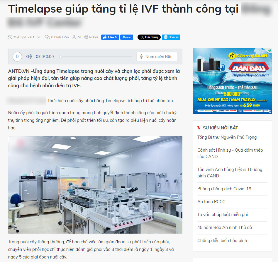 Ví dụ về thành công  trong việc ứng dụng Timelapse tại bệnh viện