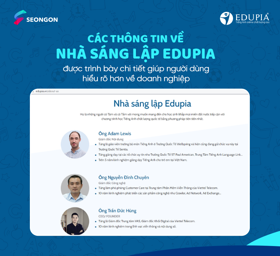 Thông tin về nhà sáng lập Edupia