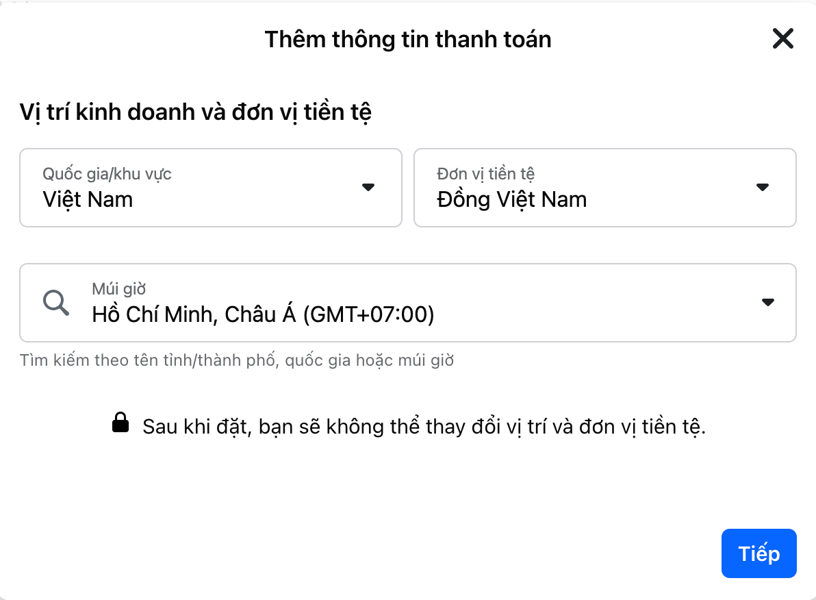 Nhập thông tin tài khoản quảng cáo