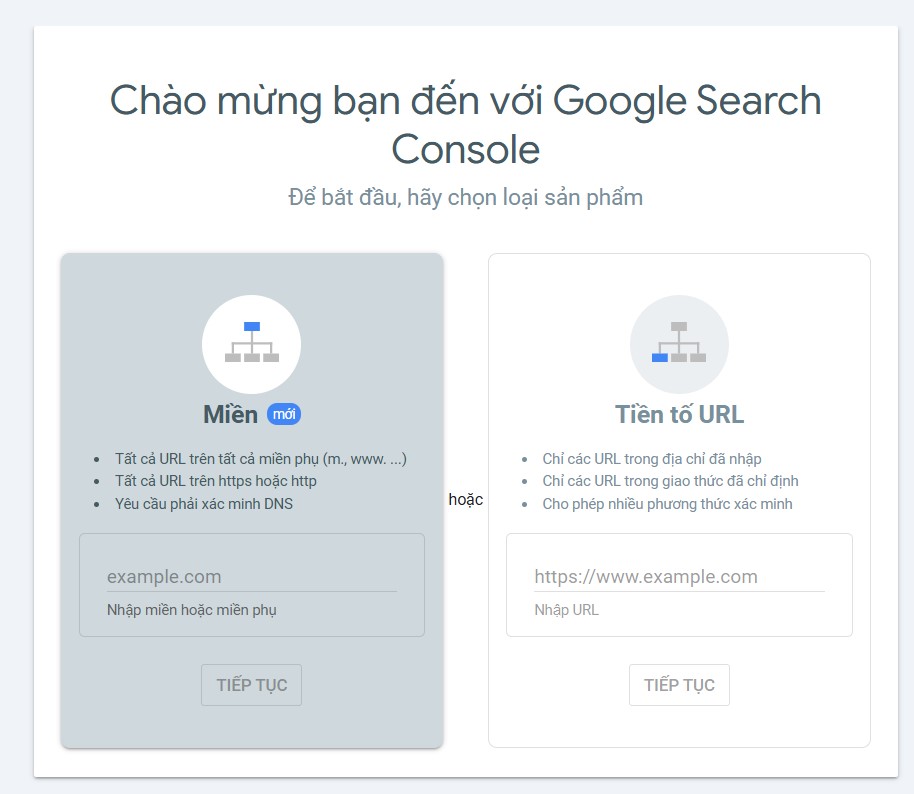 Phân biệt miền và tên miền khi cài đặt Google Search Console