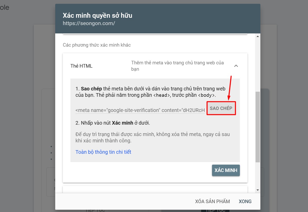 Sao chép thẻ meta