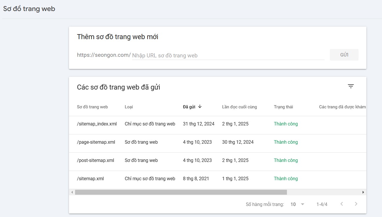 Sơ đồ trang web trong Google Search Console
