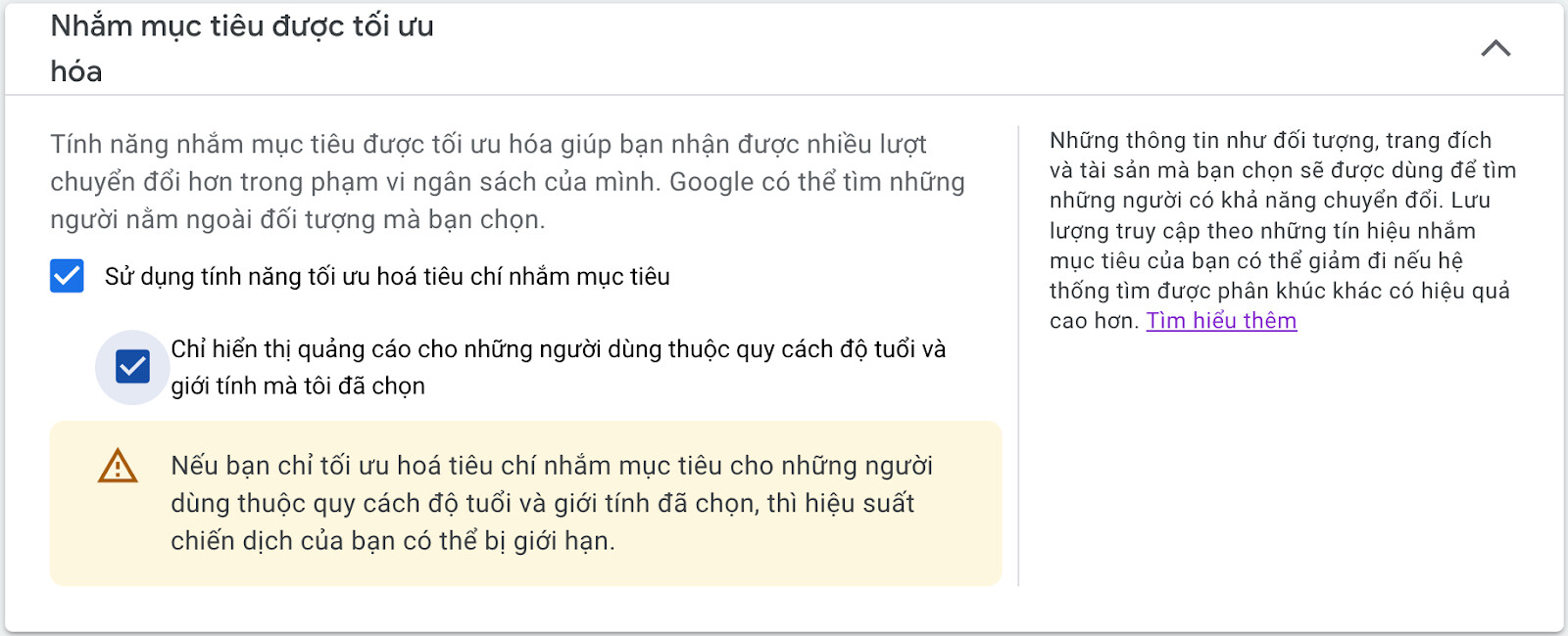 Nhắm mục tiêu được tối ưu hoá sau khi Google Ads cập nhật