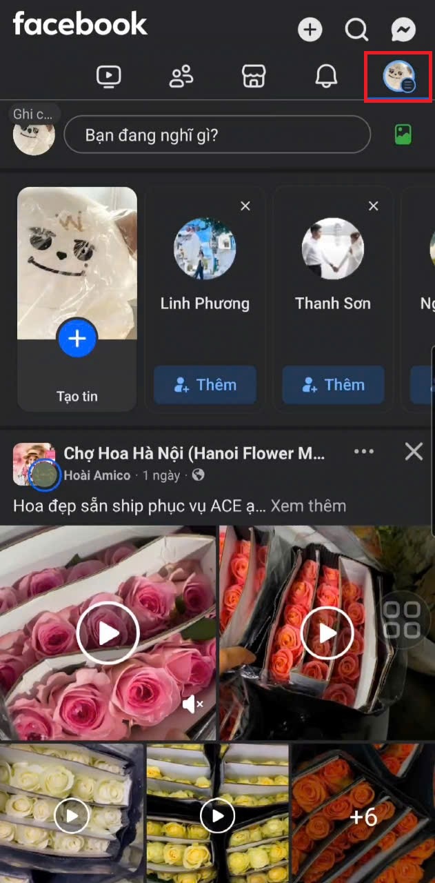 Truy cập vào ứng dụng Facebook và chọn menu