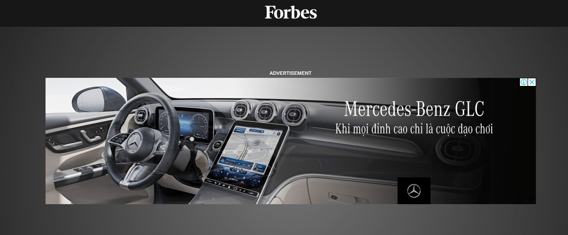 Một mẩu quảng cáo của Mercedes - Benz trên tạp chí Forbes