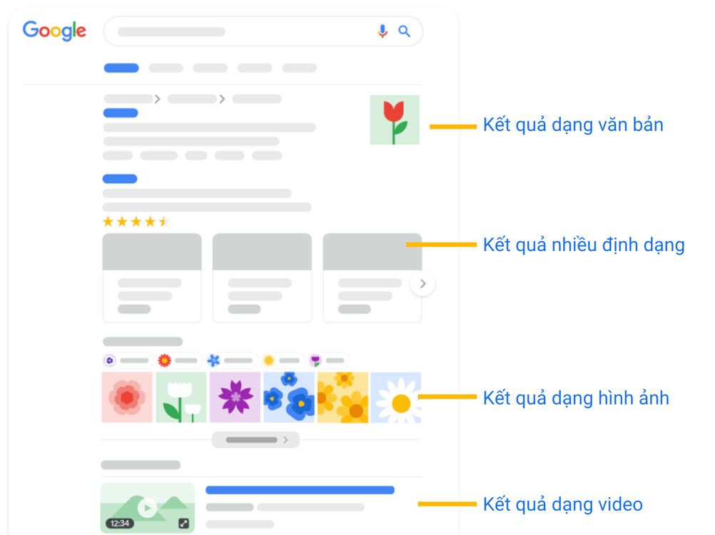 Định dạng hiển thị thông thường của trang Google tìm kiếm