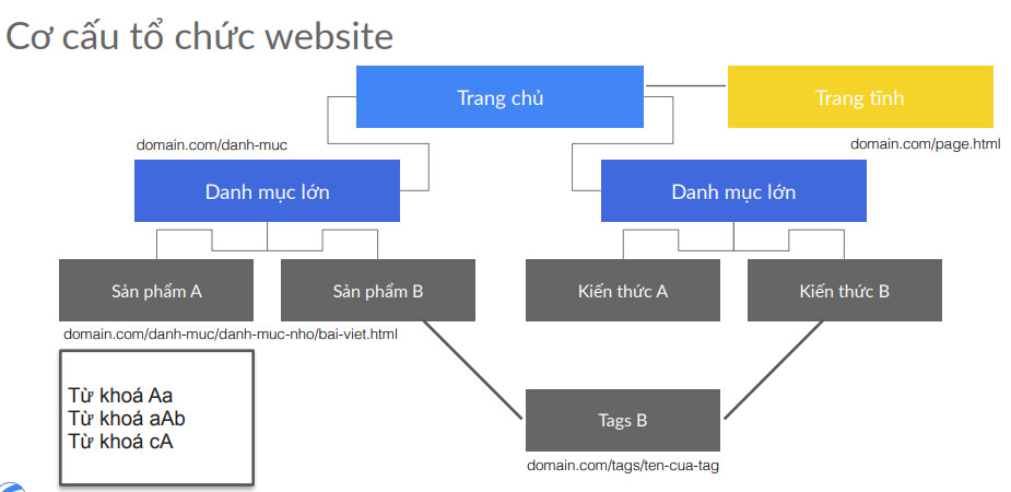 Kết quả của bước xây dựng cơ cấu tổ chức website là sơ đồ trải nghiệm của người dùng trên website.