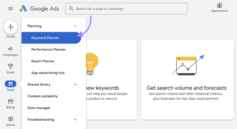 Tìm kiếm từ khoá LSI bằng Google Keyword Planner