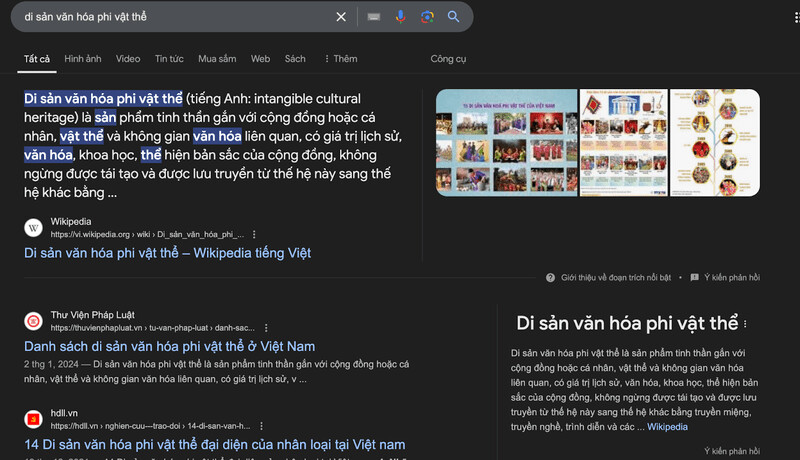 Minh hoạ Knowledge Graph cho khái niệm “di sản văn hoá phi vật thể”