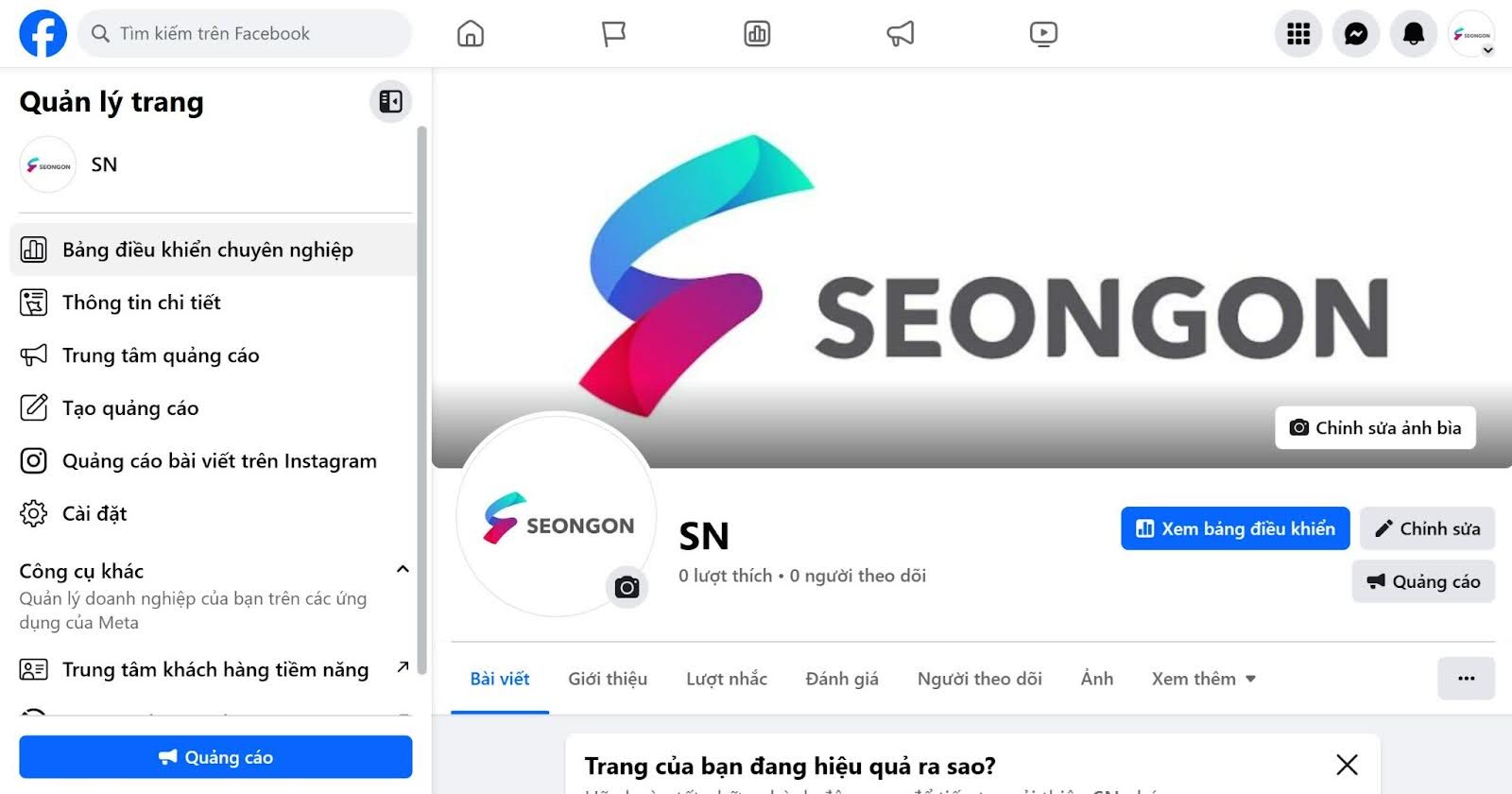 Giao diện trang Fanpage mới