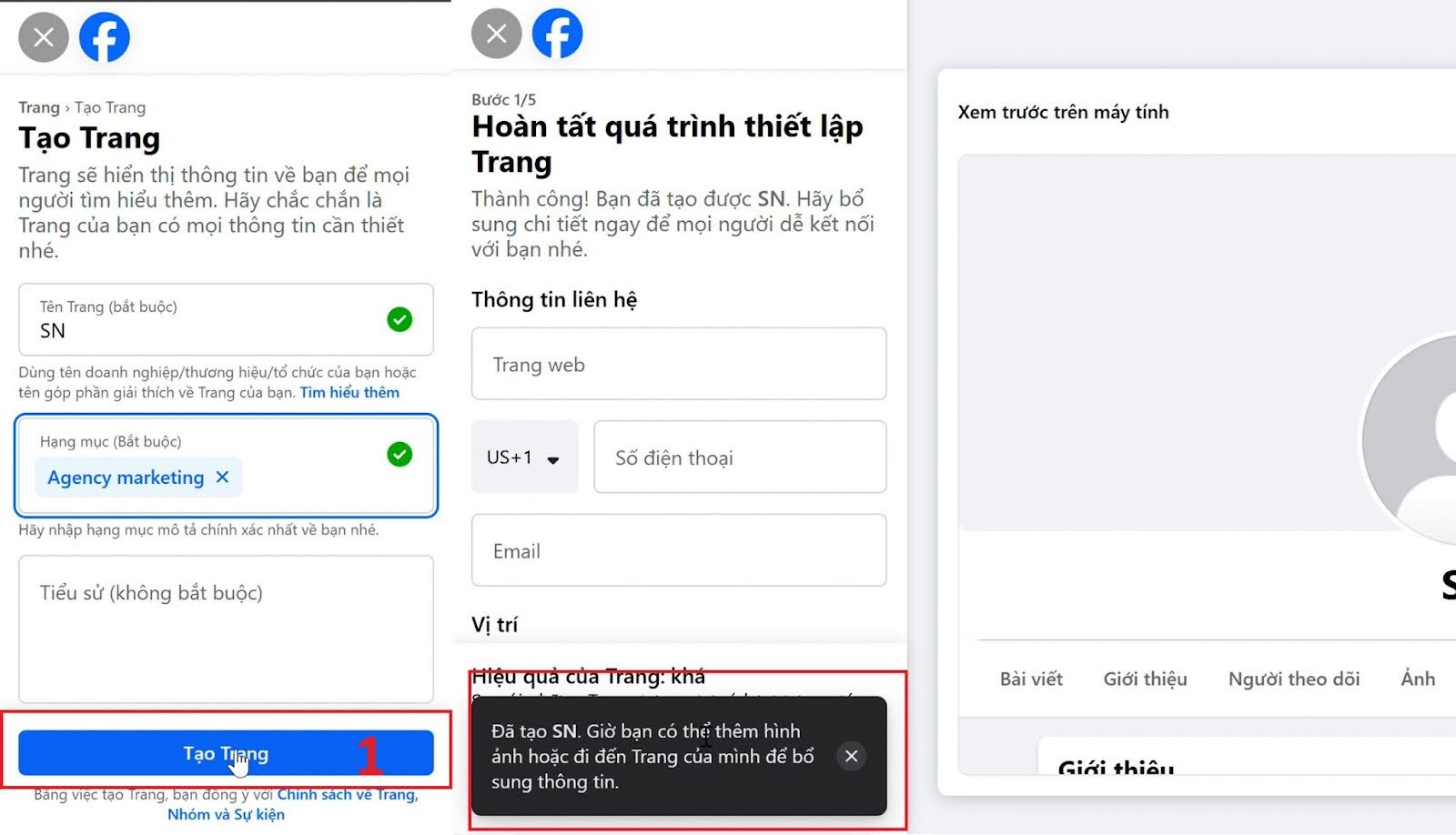 Nhập tiểu sử và ấn tạo trang