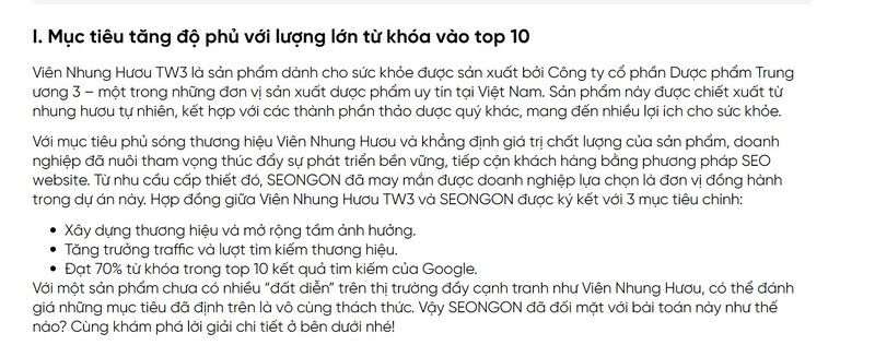 Bài viết Case Study về dự án SEONGON thực hiện