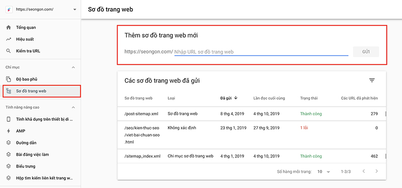 Cách gửi sitemap ở Google Search Console