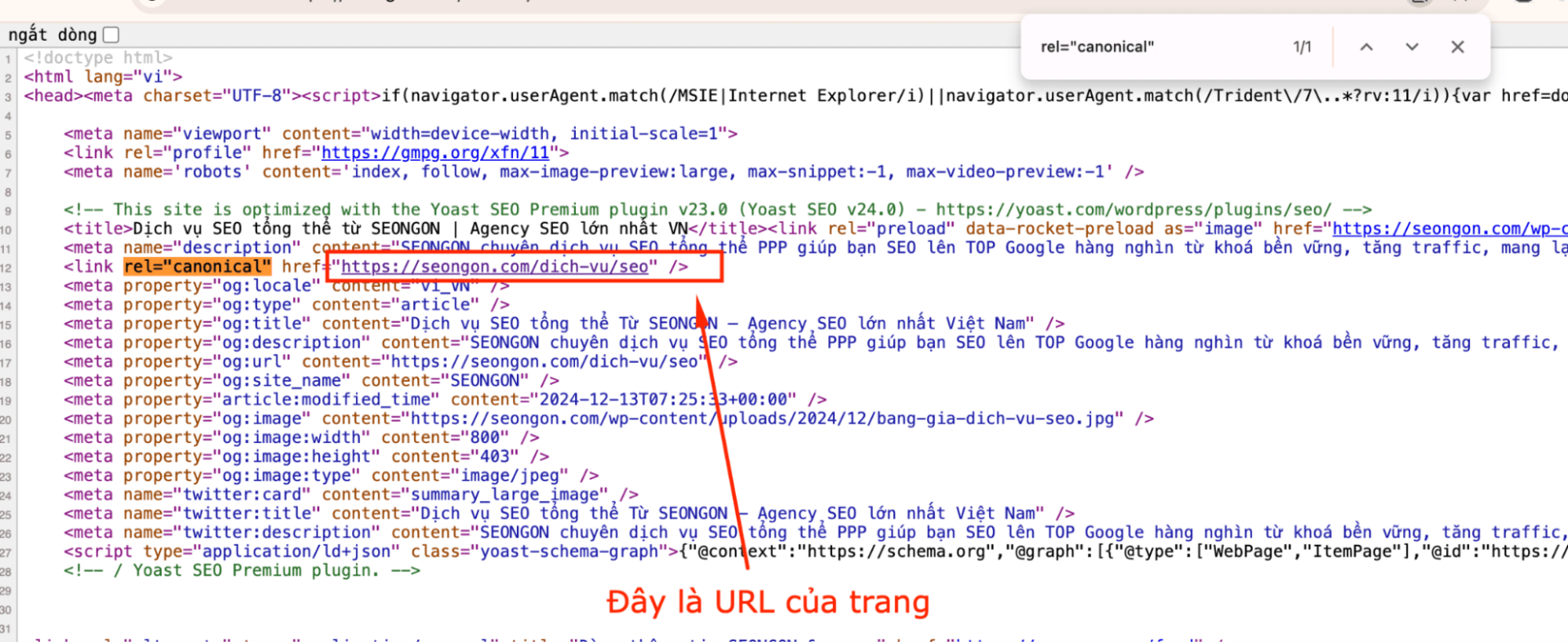 Cách lấy URL của trang tại mã nguồn trang