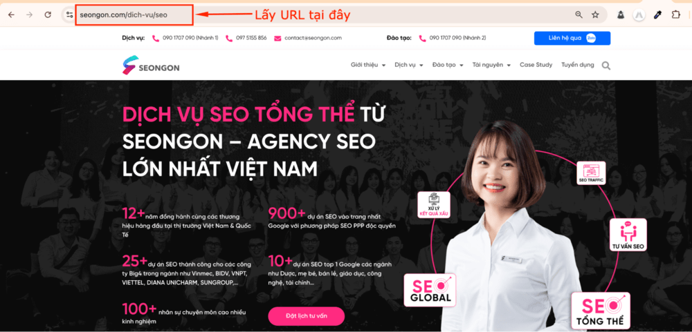 Cách lấy URL tại thanh trình duyệt