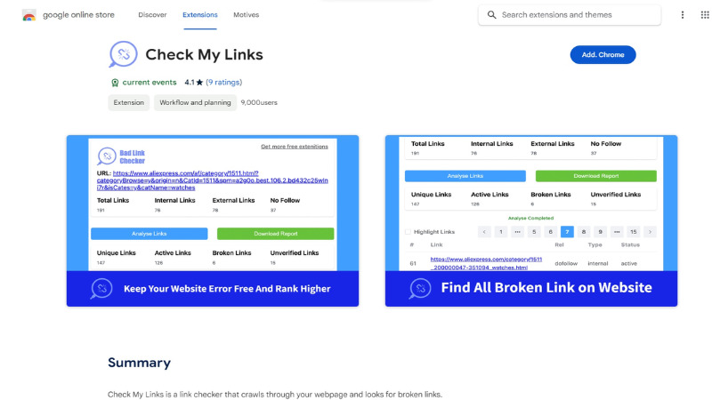 Check My Links là một tiện ích mở rộng trong SEO cho phép kiểm tra nhanh tất cả các liên kết trên một trang web