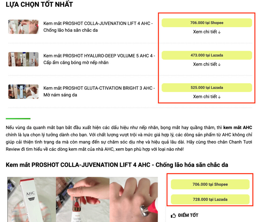 Chỉ trong nội dung ngắn nhưng có đến 5 affiliate link