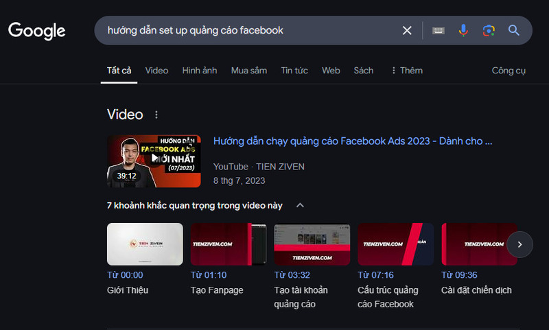 Đoạn trích nổi bật dạng video cho từ khóa "hướng dẫn set up quảng cáo facebook".