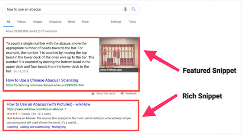 Featured Snippets và Rich Snippets có nhiều điểm khác biệt nhau.