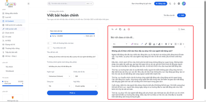 Kết quả bài viết từ Laho AI.
