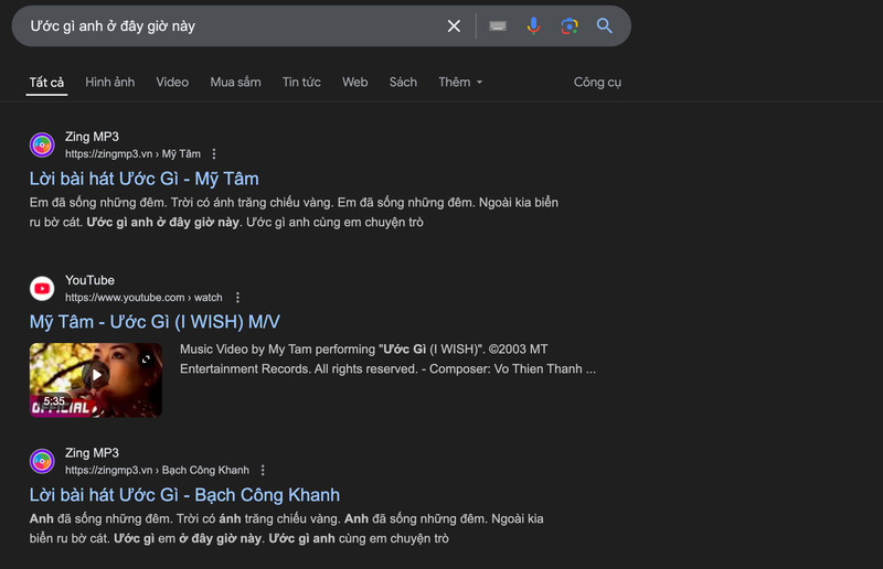 Kết quả tìm kiếm cho truy vấn “Ước gì anh ở đây giờ này”