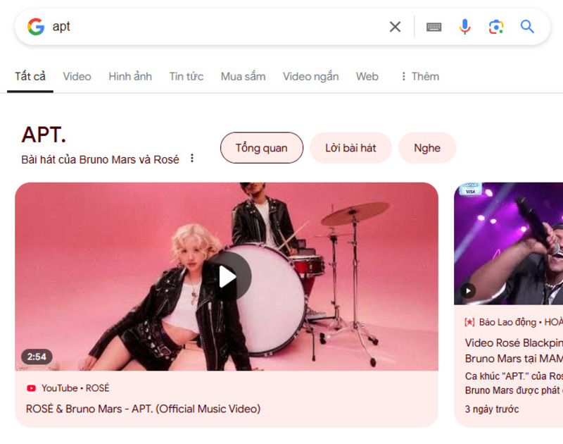 Khi Google nhận định thông tin tìm kiếm liên quan đến video, kết quả video sẽ xuất hiện trên đầu trang SERP