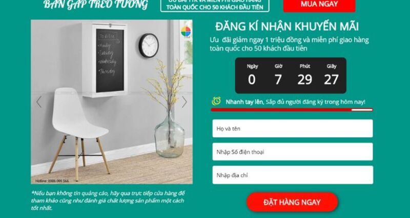 Landing page dùng để thu thập thông tin