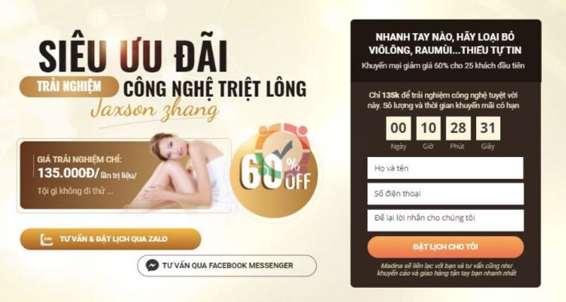 Landing page khuyến mãi