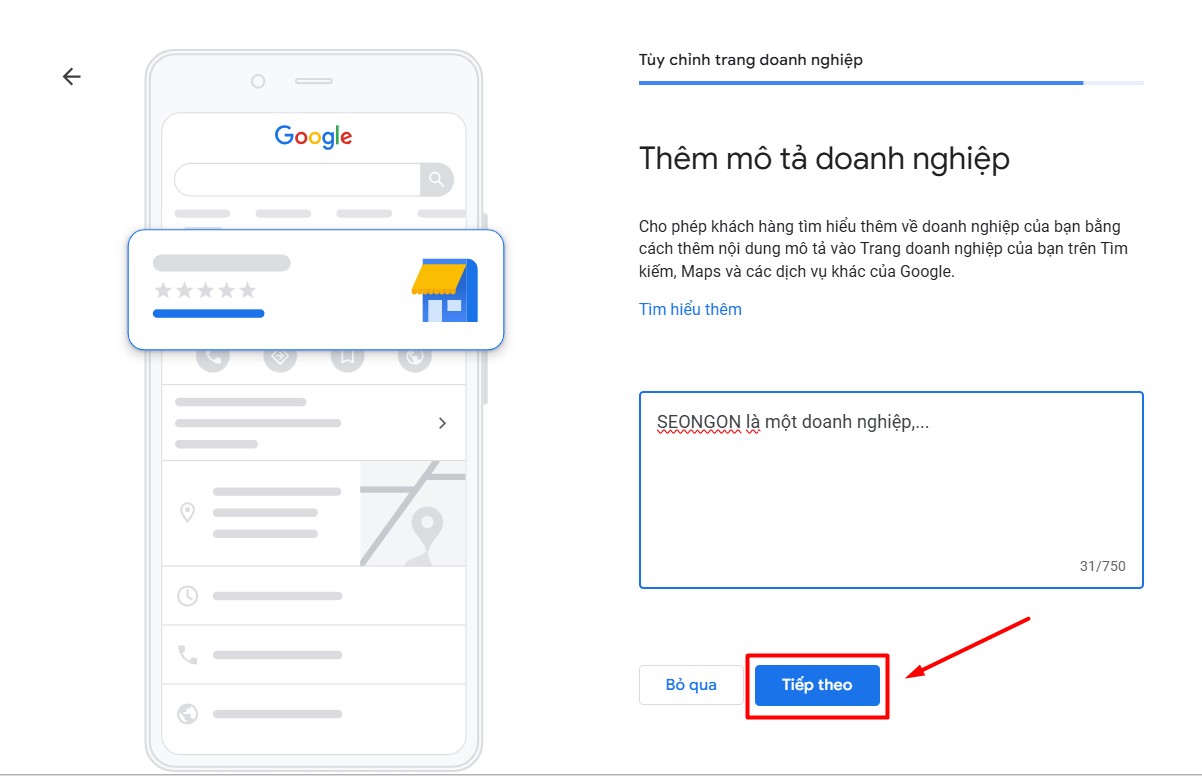 Mô tả doanh nghiệp của bạn để Google để nhận diện hơn 